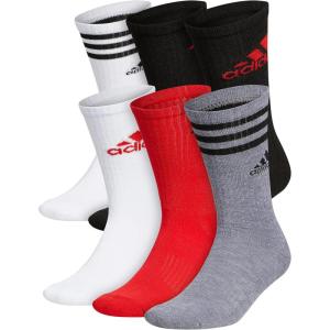 imageadidas Mens Athletic Cushioned 6Pack Crew Cushioned Crew Socks with Arch Compression for a Secure FitBlackVivid RedWhiteGraphic