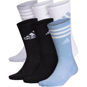 imageadidas Mens Athletic Cushioned 6Pack Crew Cushioned Crew Socks with Arch Compression for a Secure FitBlue DawnWhiteBlack