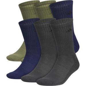imageadidas Mens Athletic Cushioned 6Pack Crew Cushioned Crew Socks with Arch Compression for a Secure FitOlive Strata GreenDark BlueCarbon Grey