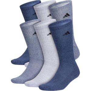imageadidas Mens Athletic Cushioned 6Pack Crew Cushioned Crew Socks with Arch Compression for a Secure FitTech Indigo BlueGreyCollegiate Navy