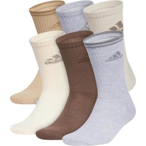 imageadidas Mens Athletic Cushioned 6Pack Crew Cushioned Crew Socks with Arch Compression for a Secure FitWarm Sandstone BeigeWonder WhiteWonder Alumina GreyGraphic