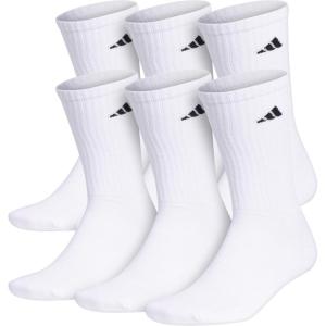 imageadidas Mens Athletic Cushioned 6Pack Crew Cushioned Crew Socks with Arch Compression for a Secure FitWhiteBlack