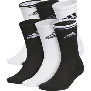 imageadidas Mens Athletic Cushioned 6Pack Crew Cushioned Crew Socks with Arch Compression for a Secure FitWhiteBlackGraphic