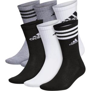 imageadidas Mens Athletic Cushioned 6Pack Crew Cushioned Crew Socks with Arch Compression for a Secure FitWhiteBlackHeather GreyGraphic