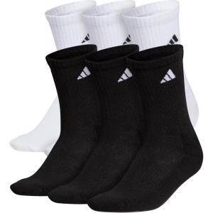 imageadidas Mens Athletic Cushioned 6Pack Crew Cushioned Crew Socks with Arch Compression for a Secure FitWhiteBlackWhite