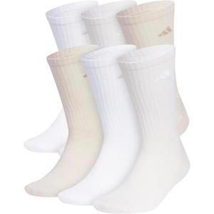 imageadidas Mens Athletic Cushioned 6Pack Crew Cushioned Crew Socks with Arch Compression for a Secure FitWhiteWonder BeigeAlumina Beige