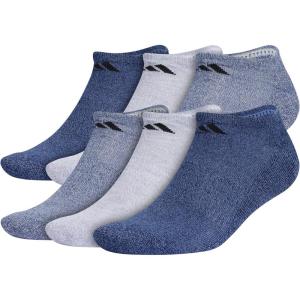 imageadidas Mens Athletic Cushioned Socks 6Pack No Show with Arch SupportTech Indigo BlueGreyUniversity Navy