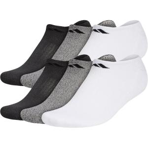 imageadidas Mens Athletic Cushioned Socks 6Pack No Show with Arch SupportWhiteAlumina BeigeCarbon Grey