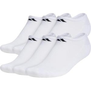 imageadidas Mens Athletic Cushioned Socks 6Pack No Show with Arch SupportWhiteBlack