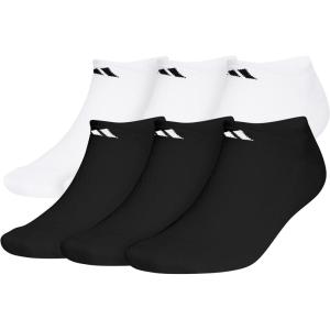 imageadidas Mens Athletic Cushioned Socks 6Pack No Show with Arch SupportWhiteBlackWhite