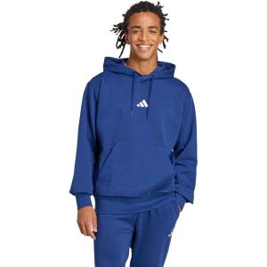imageadidas Mens Essentials Feel Cozy Fleece HoodieDark BlueWhite