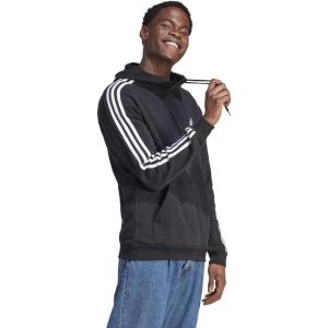 imageadidas Mens Essentials Fleece 3 Stripes Hoodie Training Athletic Outerwear Casual  GreyBlack