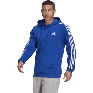 imageadidas Mens Essentials Fleece 3 Stripes Hoodie Training Athletic Outerwear Casual  GreyTeam Royal BlueWhite