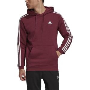 imageadidas Mens Essentials Fleece 3 Stripes Hoodie Training Athletic Outerwear Casual  GreyVictory CrimsonWhite