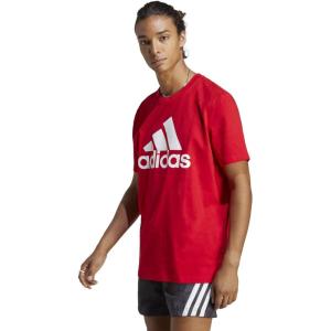 imageadidas Mens Essentials Single Jersey 3Stripes TShirtBetter Scarlet