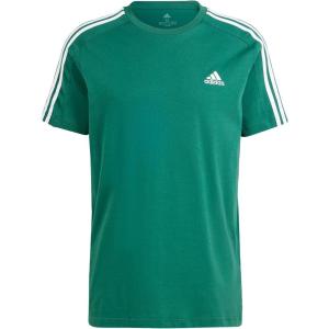 imageadidas Mens Essentials Single Jersey 3Stripes TShirtCollegiate Green