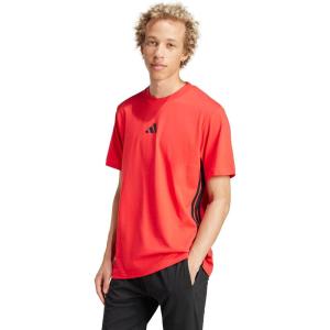 imageadidas Mens Essentials Single Jersey 3Stripes TShirtPure RubyBlack