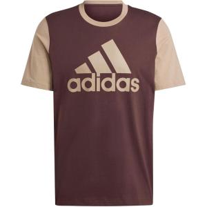 imageadidas Mens Essentials Single Jersey 3Stripes TShirtShadow BrownBlanch Cargo