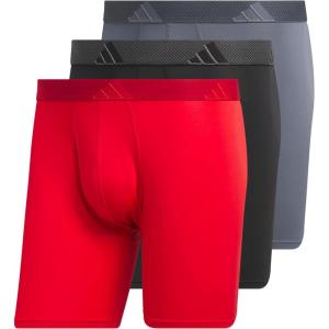 imageadidas Mens Microfiber Boxer Briefs Underwear Multipack  Athletic Moisture Wicking Stretch Fit ampamp TaglessBetter ScarletBlackOnix GreyM