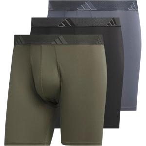 imageadidas Mens Microfiber Boxer Briefs Underwear Multipack  Athletic Moisture Wicking Stretch Fit ampamp TaglessOlive Strata GreenBlackOnix GreyM
