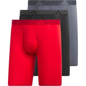 imageadidas Mens Performance 3Pack Long Boxer Brief Underwear Boxer Briefs  3Pack Long Mens Underwear PackBetter ScarletBlackOnix GreyMicrofiber
