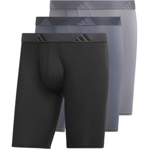imageadidas Mens Performance 3Pack Long Boxer Brief Underwear Boxer Briefs  3Pack Long Mens Underwear PackBlackOnix GreyGreyMicrofiber