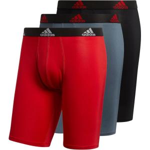 imageadidas Mens Performance 3Pack Long Boxer Brief Underwear Boxer Briefs  3Pack Long Mens Underwear PackScarlet RedBlackOnix GreyPerformance