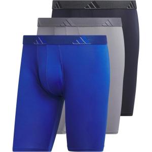 imageadidas Mens Performance 3Pack Long Boxer Brief Underwear Boxer Briefs  3Pack Long Mens Underwear PackTeam Royal BlueGreyLegend Ink BlueMicrofiber