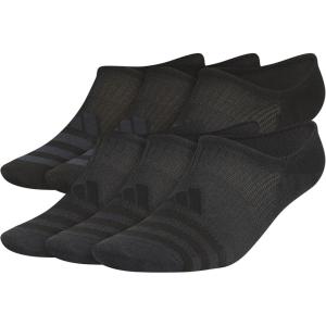 imageadidas Mens Superlite 30 Super No Show Socks 6Pair Ultra LowProfile Arch Compression for Secure FitBlackNight Grey
