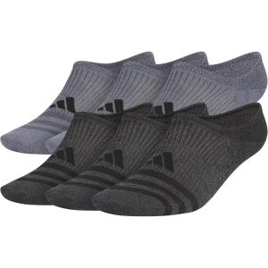 imageadidas Mens Superlite 30 Super No Show Socks 6Pair Ultra LowProfile Arch Compression for Secure FitOnix GreyBlack