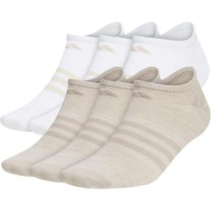 imageadidas Mens Superlite No Show Socks with Arch Compression Athletic Durable Lightweight Breathable 6PackAlumina BeigeLight BrownWhite