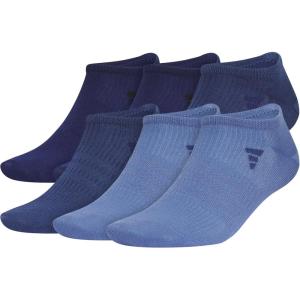 imageadidas Mens Superlite No Show Socks with Arch Compression Athletic Durable Lightweight Breathable 6PackDark BlueTech Indigo BlueCrew Blue