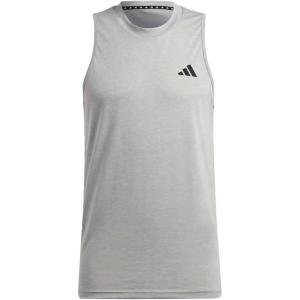 imageadidas Mens Training Essentials Feel Ready Logo Sleeveless TShirtMedium Grey HeatherWhiteBlack