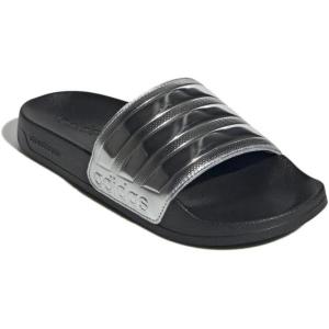 imageadidas Unisex Adult Adilette Shower Slip On SlidesBlackSilver MetallicSilver Metallic