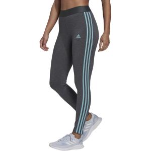 imageadidas Womens Essentials 3Stripes LeggingsDark Grey HeatherMint Ton