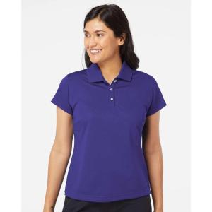 imageadidas Womens Solid Performance Short Sleeve Polo ShirtCollegiate PurpleWhite