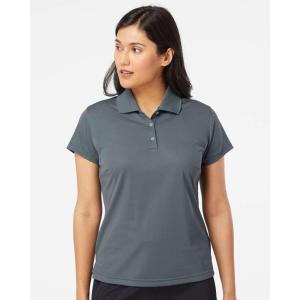 imageadidas Womens Solid Performance Short Sleeve Polo ShirtLeadBlack