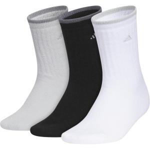 imageadidas Womens Super Soft Cushioned Comfort Cozy Crew Socks 3PairClear Onix GreyBlackWhite