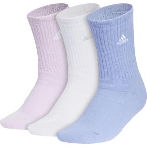 imageadidas Womens Super Soft Cushioned Comfort Cozy Crew Socks 3PairIce LavenderWhiteBlue Spark