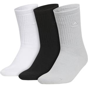 imageadidas Womens Super Soft Cushioned Comfort Cozy Crew Socks 3PairWhiteBlackClear Onix Grey