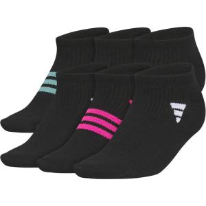 imageadidas Womens Superlite 30 No Show Athletic Socks 6Pair LowProfile Fit with Targeted Padding and Arch CompressionBlackPowder Teal GreenBlue Fusion