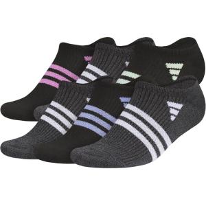 imageadidas Womens Superlite 30 No Show Athletic Socks 6Pair LowProfile Fit with Targeted Padding and Arch CompressionBlackPulse Lilac PurpleWhite