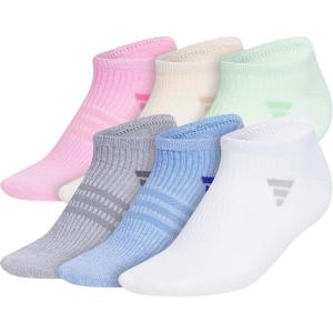 imageadidas Womens Superlite 30 No Show Athletic Socks 6Pair LowProfile Fit with Targeted Padding and Arch CompressionBliss PinkCrystal Sand BeigeSemi Green Spark
