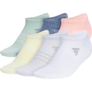 imageadidas Womens Superlite 30 No Show Athletic Socks 6Pair LowProfile Fit with Targeted Padding and Arch CompressionHazy GreenPreloved Ink BlueSemi Pink Spark