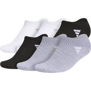imageadidas Womens Superlite 30 No Show Athletic Socks 6Pair LowProfile Fit with Targeted Padding and Arch CompressionWhiteBlackGrey