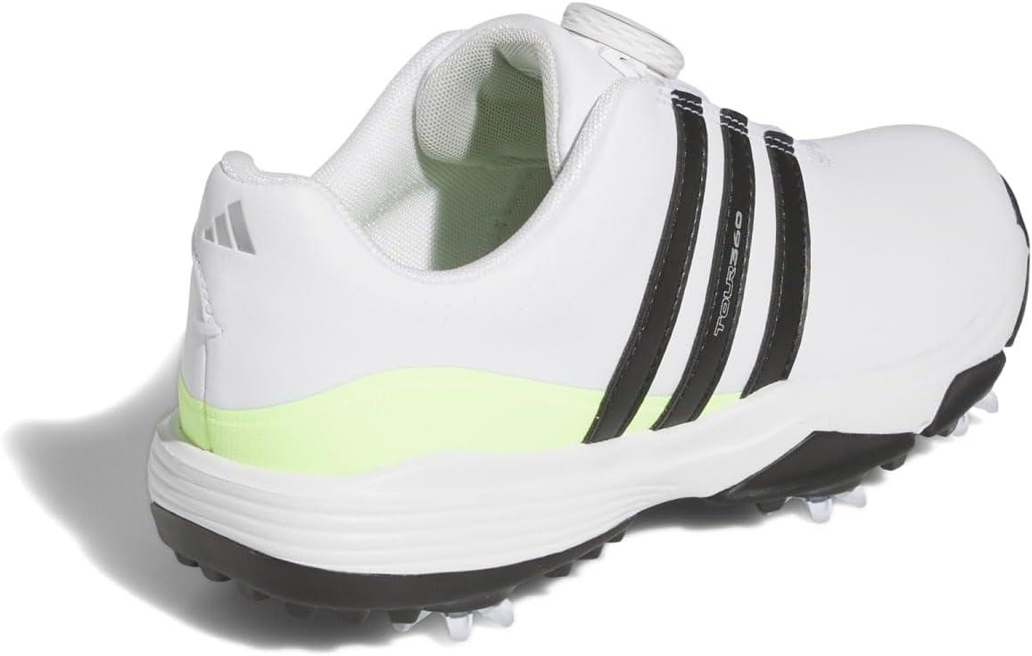 imageadidas UnisexChild Tour360 24 Boa Golf ShoesFootwear WhiteCore BlackGreen Spark