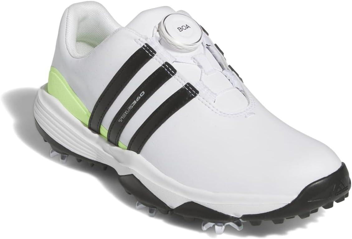 imageadidas UnisexChild Tour360 24 Boa Golf ShoesFootwear WhiteCore BlackGreen Spark