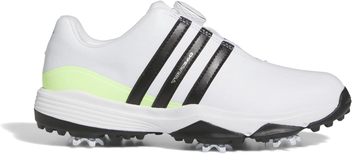 imageadidas UnisexChild Tour360 24 Boa Golf ShoesFootwear WhiteCore BlackGreen Spark