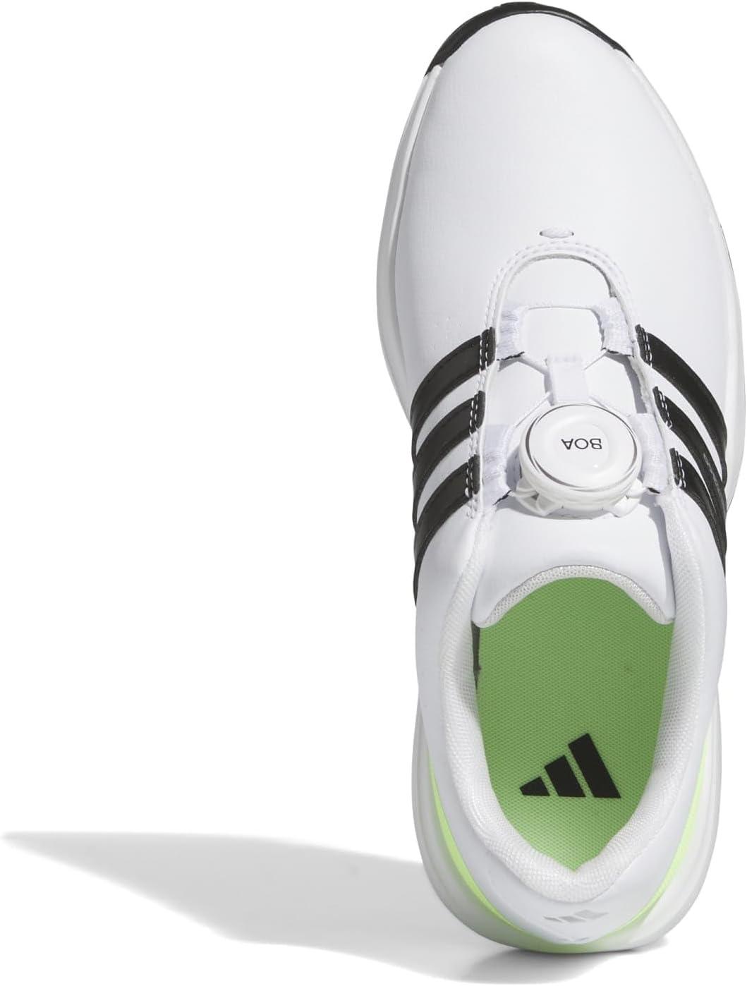 imageadidas UnisexChild Tour360 24 Boa Golf ShoesFootwear WhiteCore BlackGreen Spark