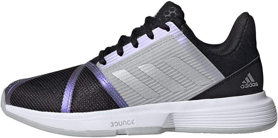 imageadidas Womens Courtjam Bounce Tennis ShoeBlackSilver MetallicGrey